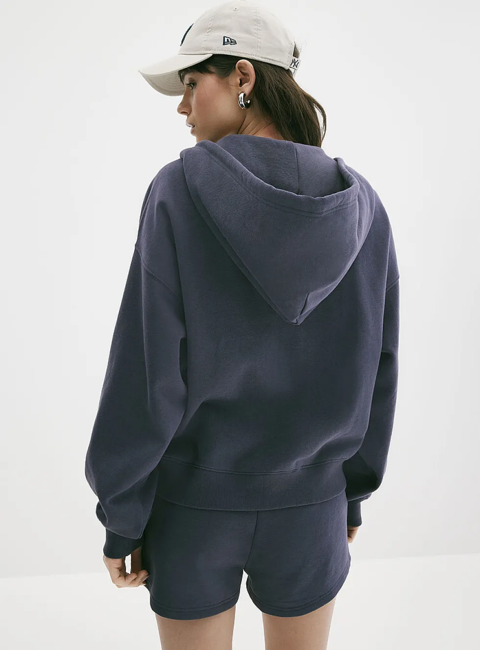 Loose zip fleece hoodie