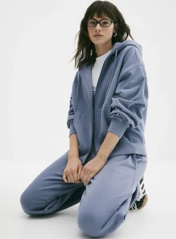 Loose zip fleece hoodie