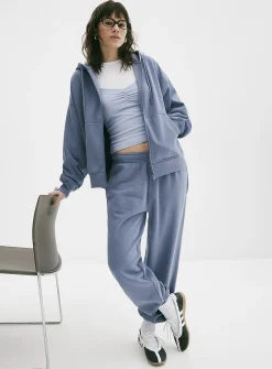 Loose zip fleece hoodie