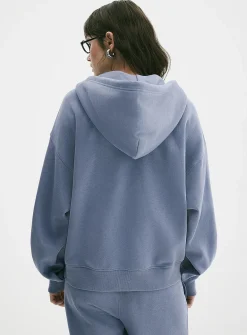 Loose zip fleece hoodie