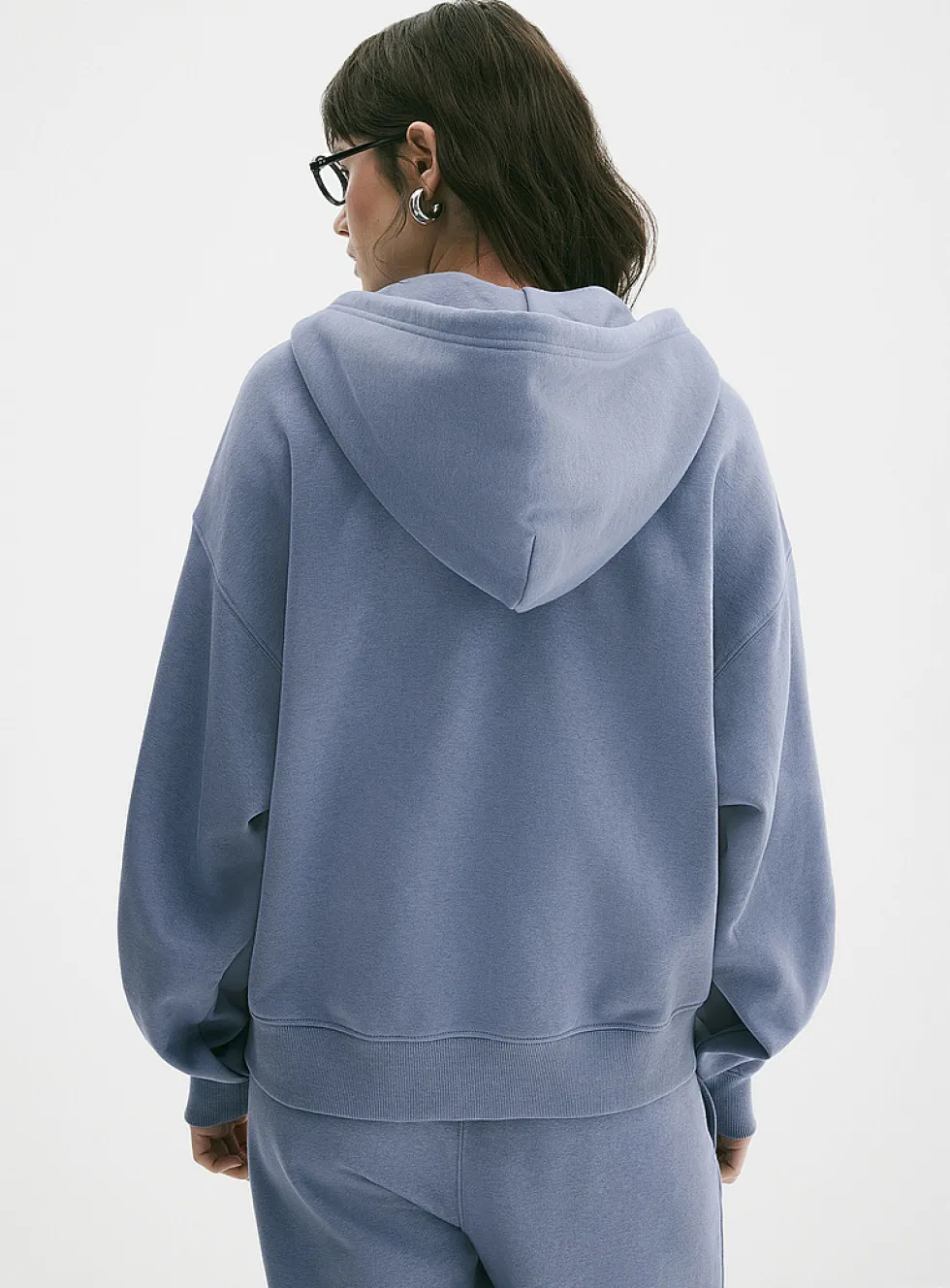 Loose zip fleece hoodie