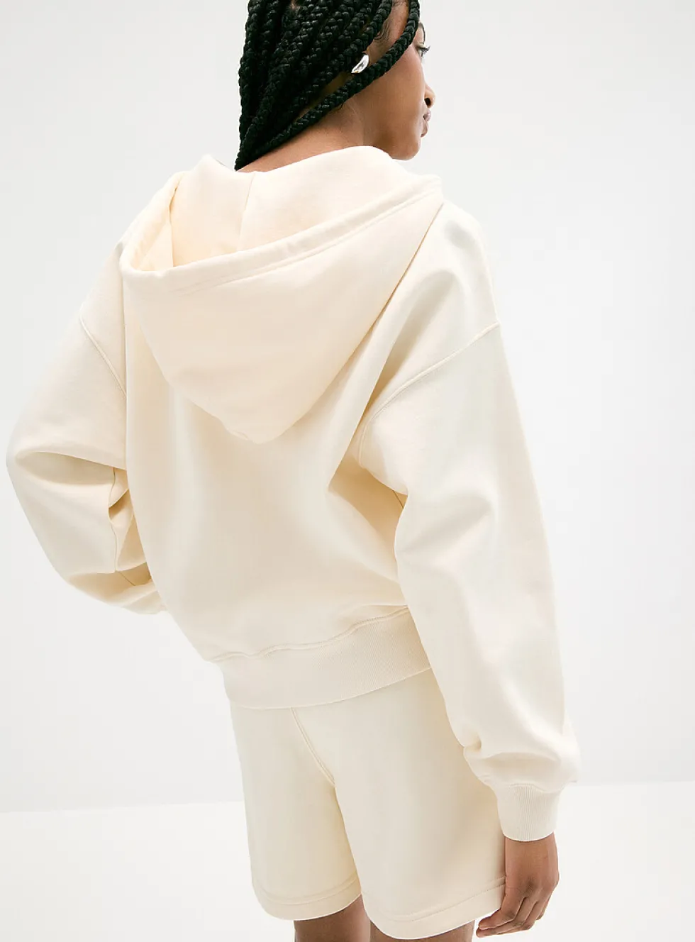 Loose zip fleece hoodie