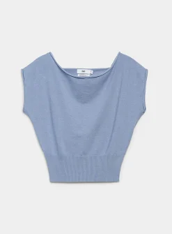 Loose-collar rolled-edge sweater