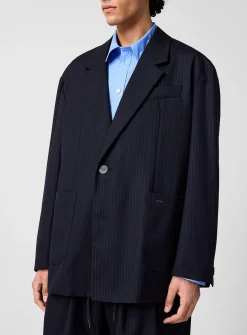 Loose-fit banker-striped blazer