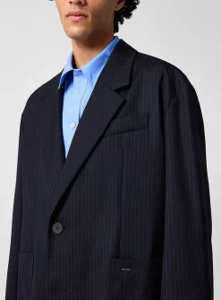 Loose-fit banker-striped blazer