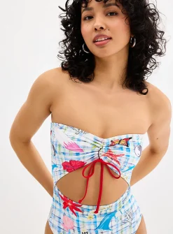 Lottie Hall gingham cutout and sketch one-piece