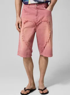 Love Shorts heart insert pink denim Bermuda short