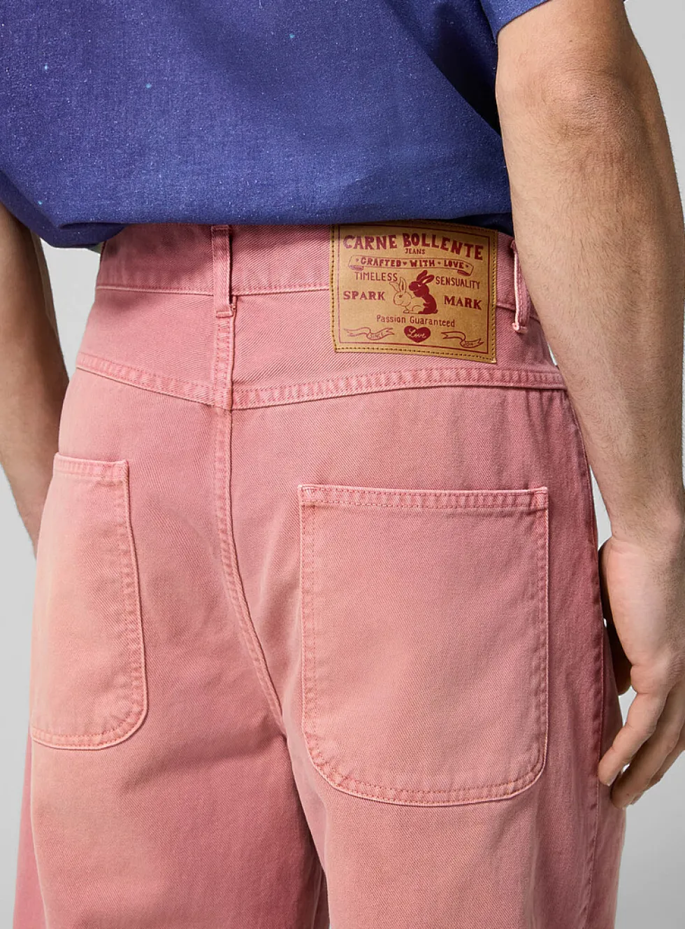 Love Shorts heart insert pink denim Bermuda short