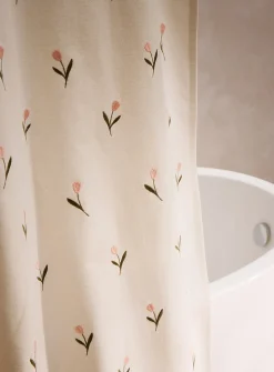 Lovely tulips embroidered shower curtain