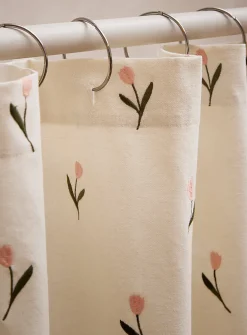 Lovely tulips embroidered shower curtain