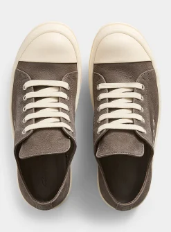 Low grey leather sneakers
