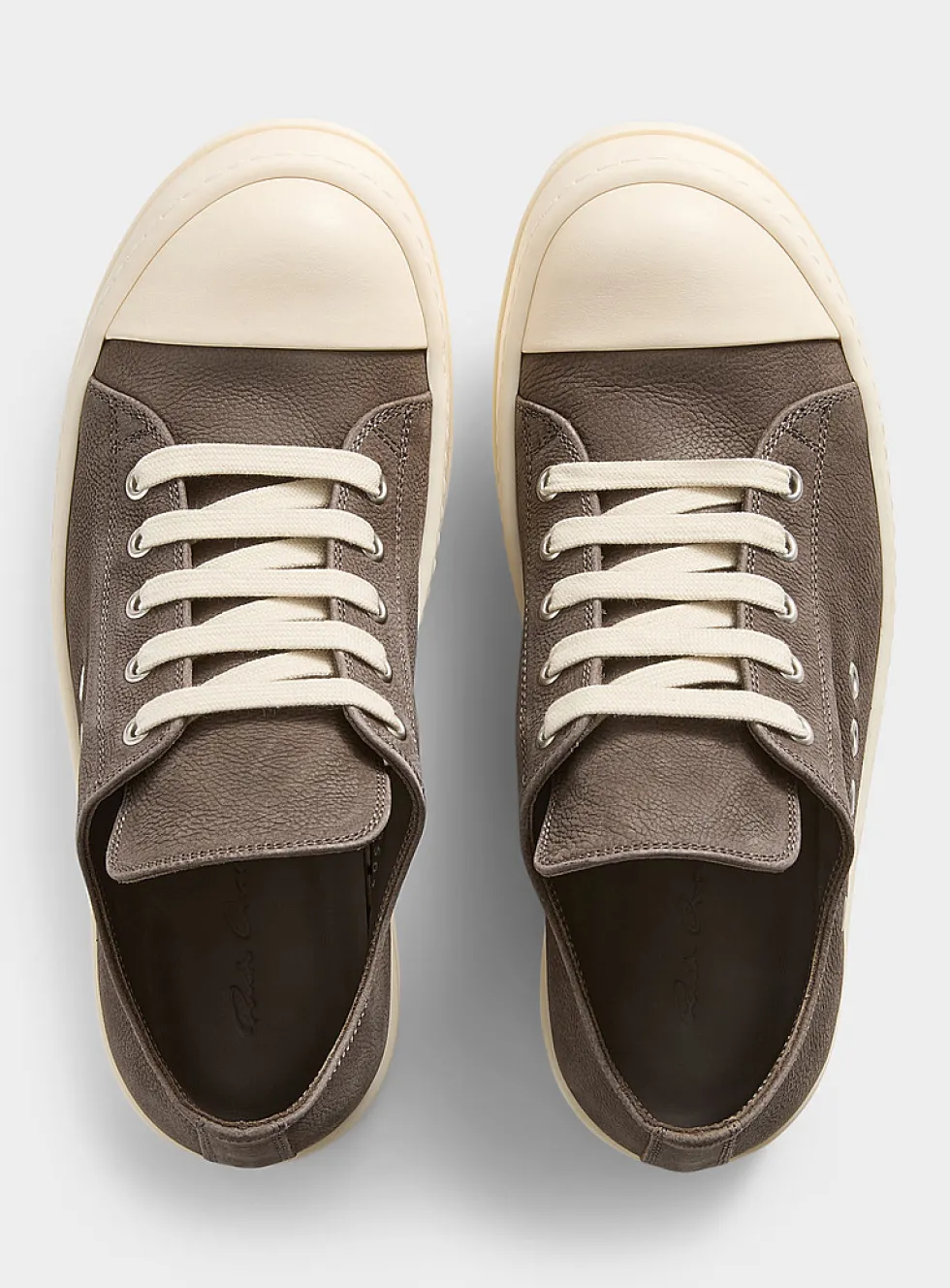 Low grey leather sneakers