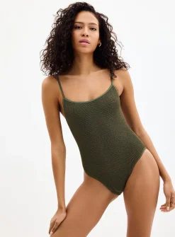 Low Palace spaghetti-strap olive one-piece