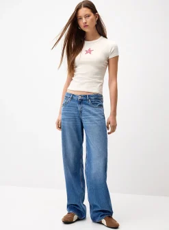Low-rise wide-leg jean