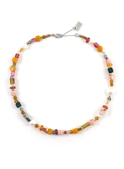 Luan colourful beads and pearls necklace