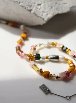 Luan colourful beads and pearls necklace
