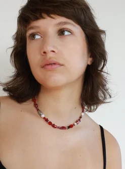 Luan colourful beads and pearls necklace