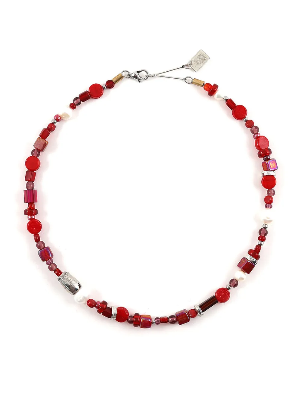 Luan colourful beads and pearls necklace