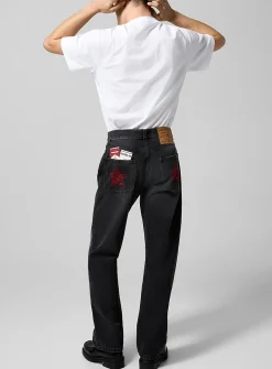 Lucky Stars and Lucky Strikes rhinestone pockets jean