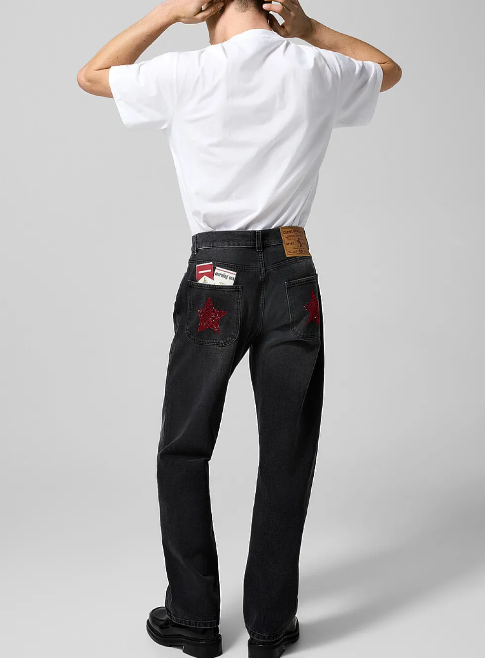 Lucky Stars and Lucky Strikes rhinestone pockets jean