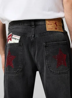 Lucky Stars and Lucky Strikes rhinestone pockets jean