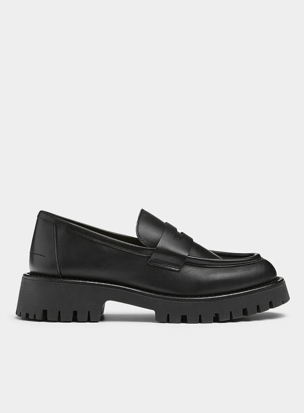 Lug-sole platform penny loafers