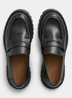 Lug-sole platform penny loafers