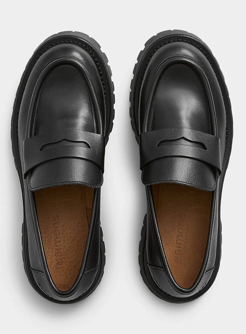 Lug-sole platform penny loafers