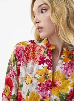 Lush bloom officer-collar shirt