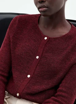 Lustrous ribbon-knit cardigan