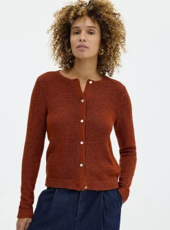 Lustrous ribbon-knit cardigan
