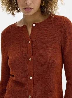 Lustrous ribbon-knit cardigan