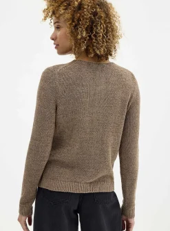Lustrous ribbon-knit cardigan