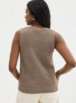 Lustrous ribbon-knit sweater vest
