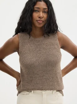 Lustrous ribbon-knit sweater vest