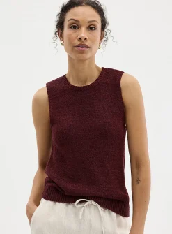 Lustrous ribbon-knit sweater vest