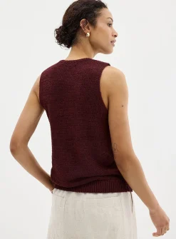 Lustrous ribbon-knit sweater vest