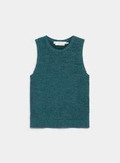 Lustrous ribbon-knit sweater vest