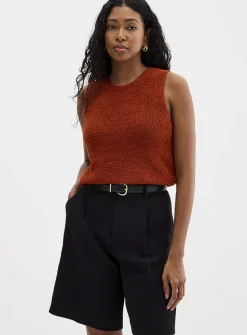 Lustrous ribbon-knit sweater vest