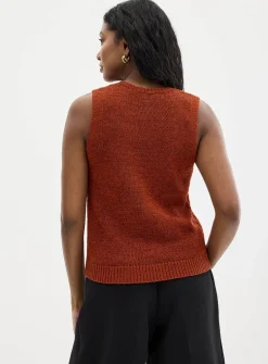 Lustrous ribbon-knit sweater vest