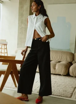 Lyocell-linen cropped pant