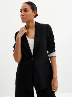Lyocell-linen relaxed fit blazer