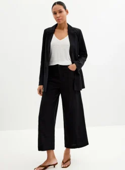 Lyocell-linen relaxed fit blazer
