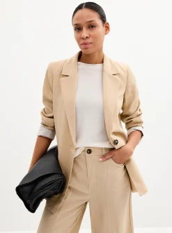 Lyocell-linen relaxed fit blazer