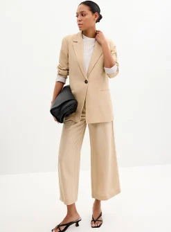 Lyocell-linen relaxed fit blazer