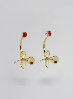 Magnolia Drip brass earrings