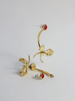 Magnolia Drip brass earrings