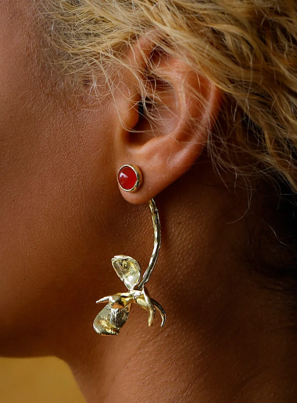 Magnolia Drip brass earrings