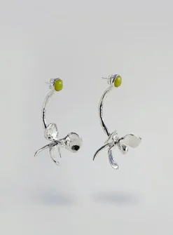 Magnolia Drip sterling silver earrings