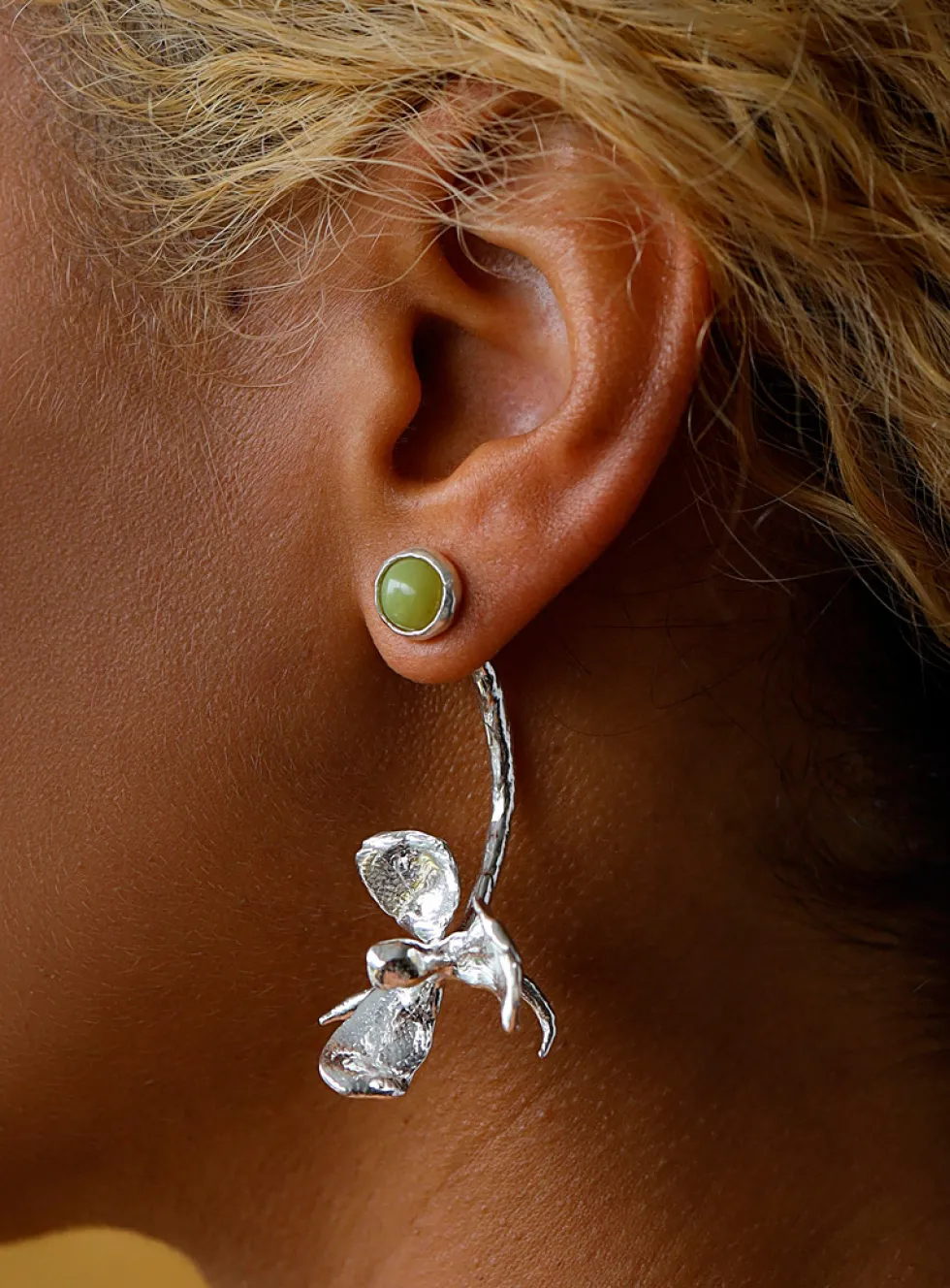 Magnolia Drip sterling silver earrings